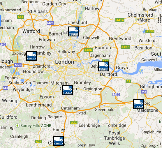 Tesco dotcom Distribution Network as at 2014