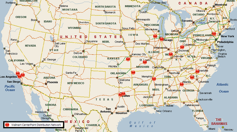 Walmart CenterPoint Distribution Network Map