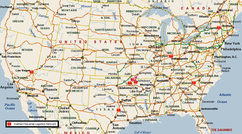 Walmart Reverse Logistics Network Map